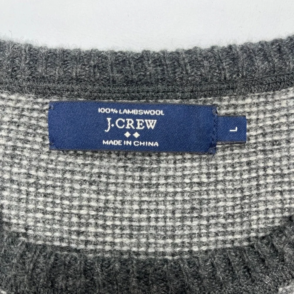 J. Crew Lambswool Sweater Gray Large Textured Knit Crewneck A9129 FA14 Vintage